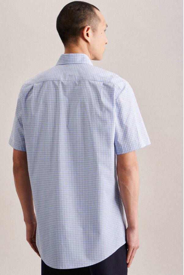Seidensticker geruit regular fit overhemd lichtblauw