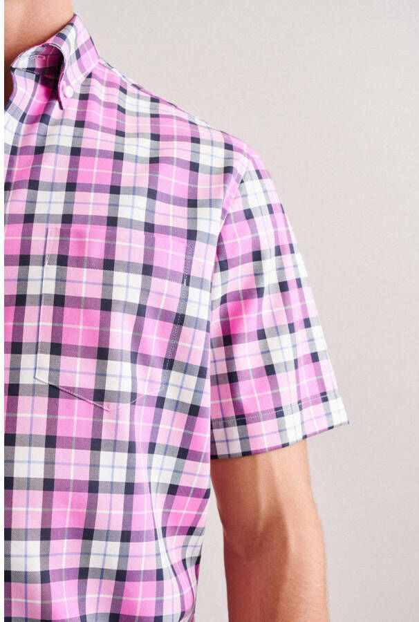 Seidensticker geruit regular fit overhemd roze