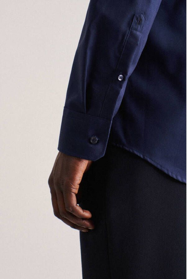 Seidensticker slim fit overhemd donkerblauw