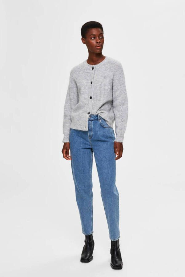 SELECTED FEMME gebreid vest SLFLULU met wol grijs