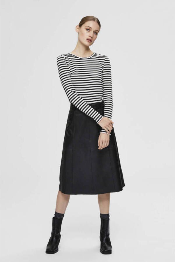 SELECTED FEMME getreepte top zwart wit