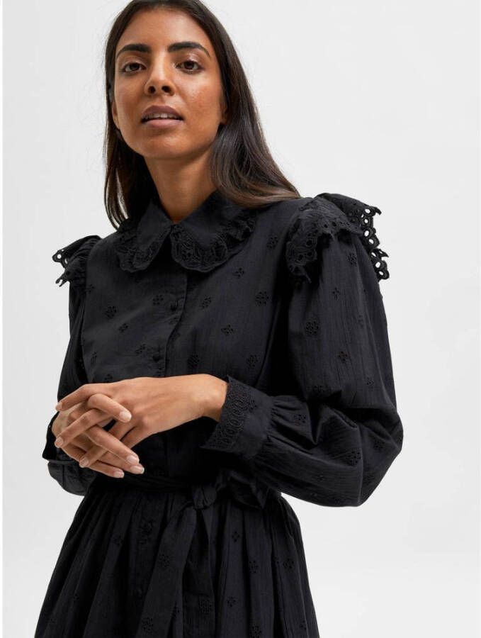 SELECTED FEMME jurk SLFBRODY met ruches zwart