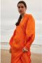 SELECTED FEMME Dames Jurken Slfabienne Satin Ankle Wrap Dress Oranje - Thumbnail 7