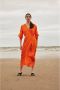 SELECTED FEMME Dames Jurken Slfabienne Satin Ankle Wrap Dress Oranje - Thumbnail 8