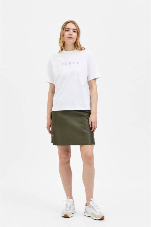 SELECTED FEMME T-shirt SLFVILJA met tekst wit