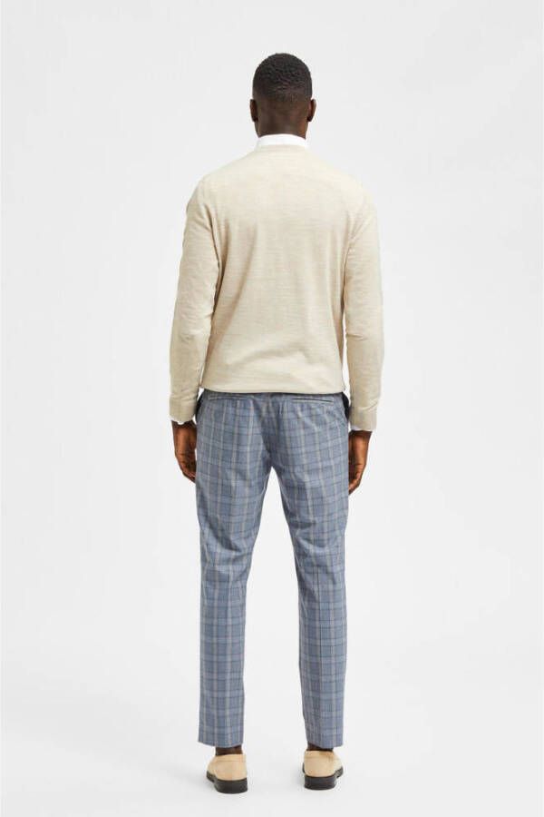 SELECTED HOMME geruite slim fit pantalon SLHSLIM light blue sand