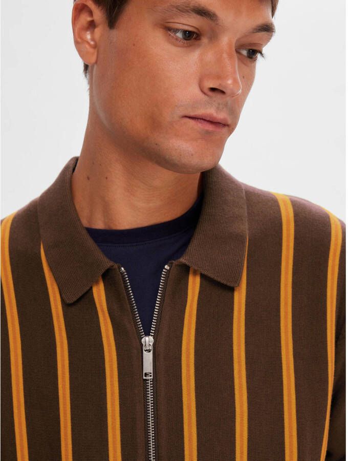 SELECTED HOMME gestreept vest SLHMATTIS bruin - Foto 3
