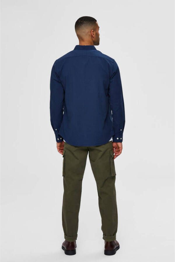 SELECTED HOMME regular fit overhemd SLHREGRICK-OX met biologisch katoen donkerblauw