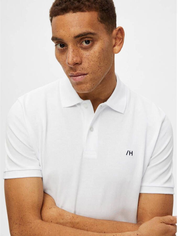 SELECTED HOMME regular fit polo SLHDANTE met logo wit