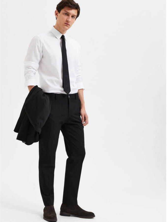 SELECTED HOMME slim fit pantalon SLHLIAM van gerecycled polyester black