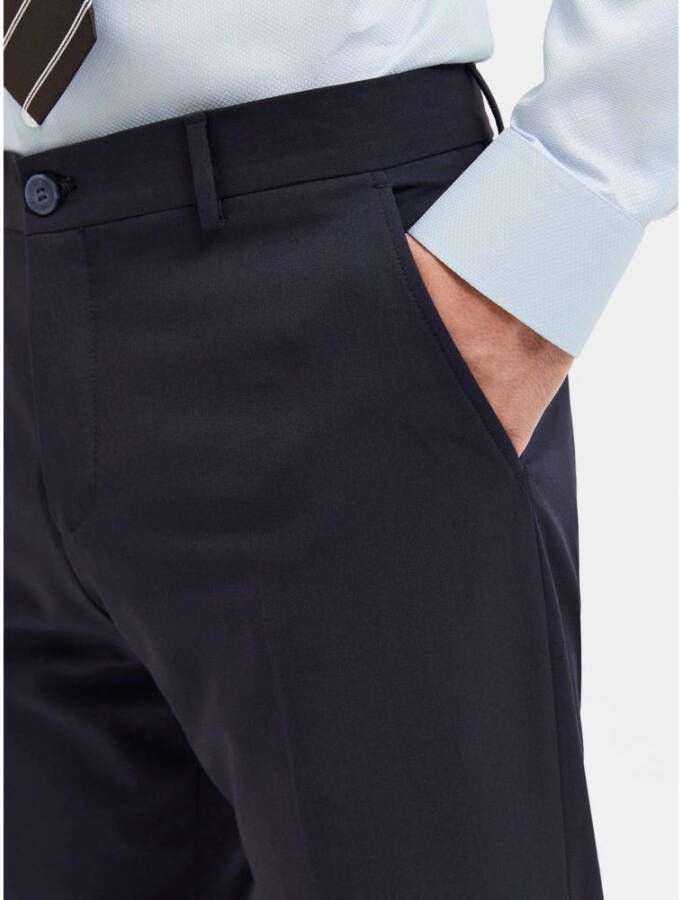 SELECTED HOMME slim fit pantalon SLHLIAM van gerecycled polyester navy blazer