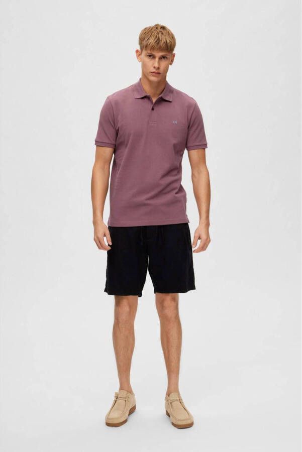 SELECTED HOMME slim fit polo SLHDANTE met logo oudroze