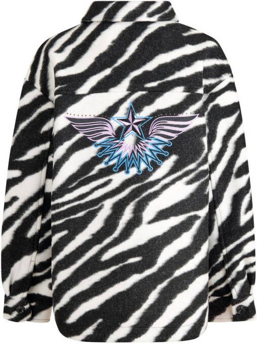 Shoeby blouse Western met zebraprint zwart wit