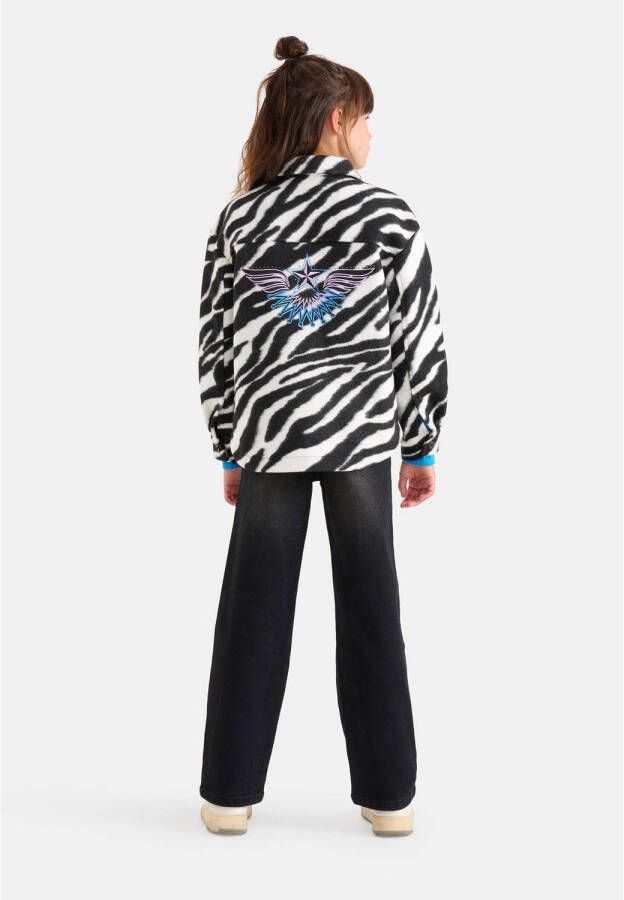 Shoeby blouse Western met zebraprint zwart wit
