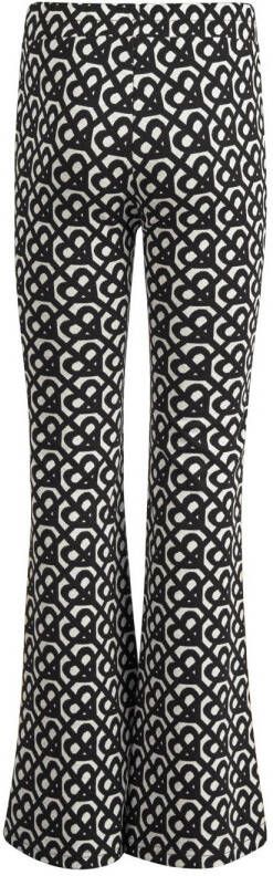 Shoeby flared broek met grafische print zwart wit