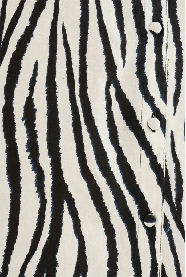 Shoeby blousejurk met zebraprint en ceintuur zwart ecru