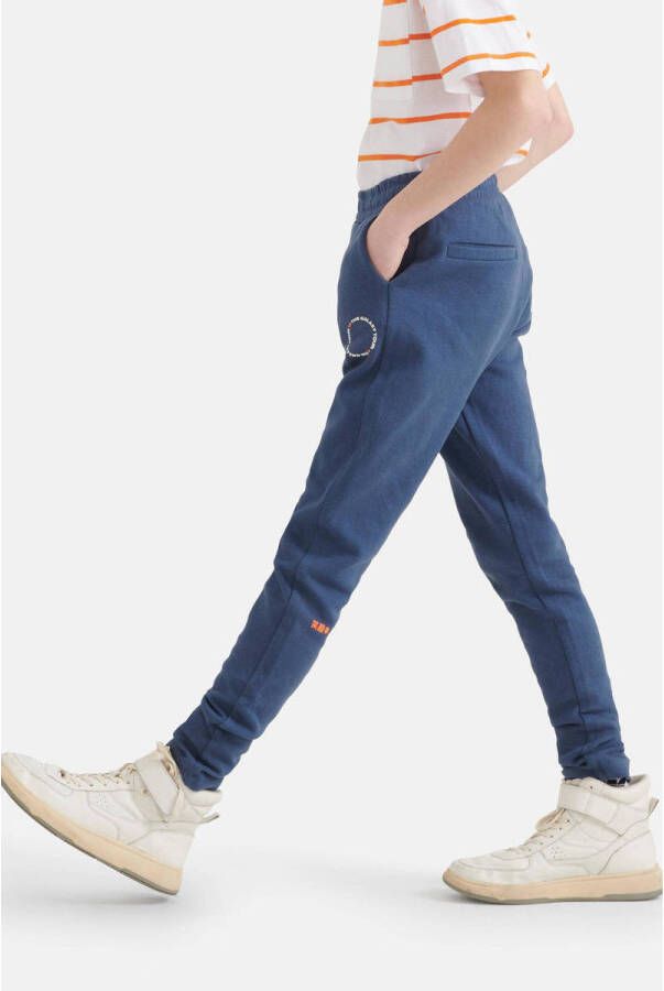 Shoeby slim fit joggingbroek met printopdruk donkerblauw