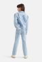 Shoeby cropped straight fit jeans met zebraprint bleached Blauw Meisjes Denim 134 - Thumbnail 2