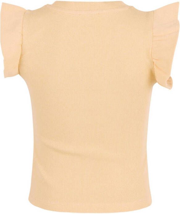 Shoeby T-shirt met ruches oranje Meisjes Stretchkatoen Ronde hals Effen 110 116 - Foto 3