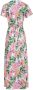Smashed Lemon maxi jurk Marley met bladprint en plooien wit roze groen - Thumbnail 3