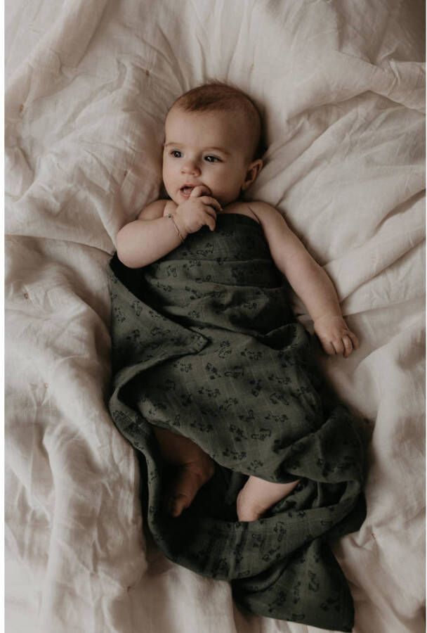 Snoozebaby hydrofiele swaddle 120x120 cm Dark Green