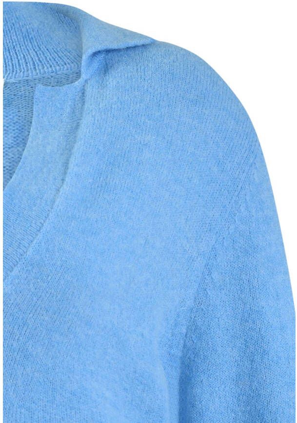 Sofie Schnoor gemêleerde fijngebreide sweater met wol blauw - Foto 2