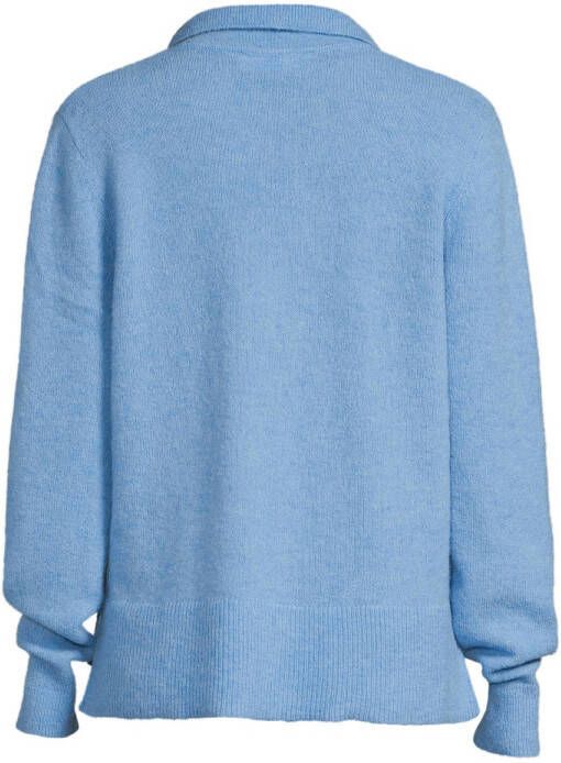 Sofie Schnoor gemêleerde fijngebreide sweater met wol blauw - Foto 3