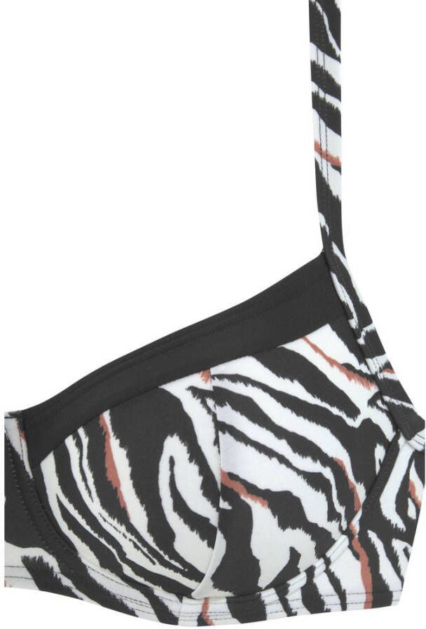 s.Oliver niet-voorgevormde beugel bikinitop met zebraprint zwart wit