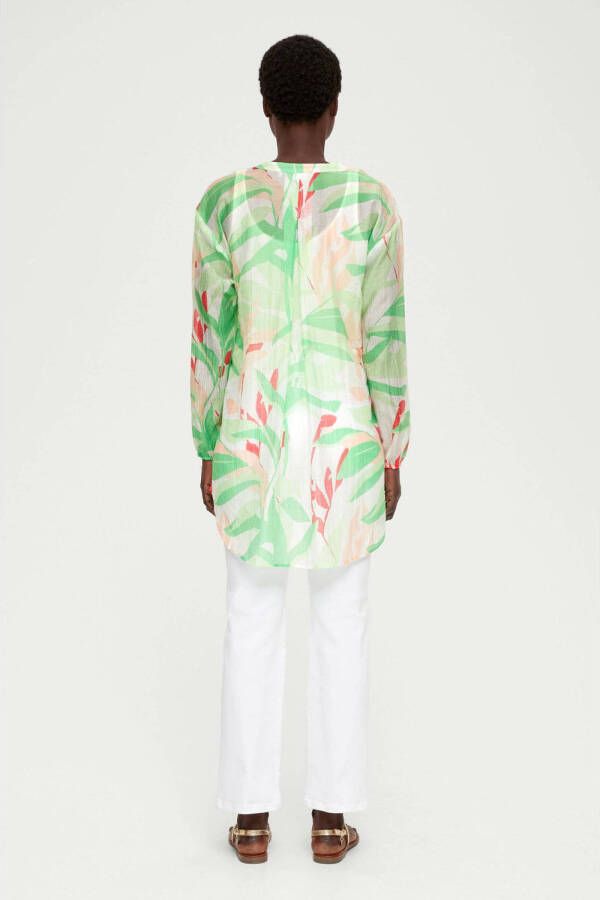 s.Oliver BLACK LABEL geweven blousetop met all over print lichtgroen ecru