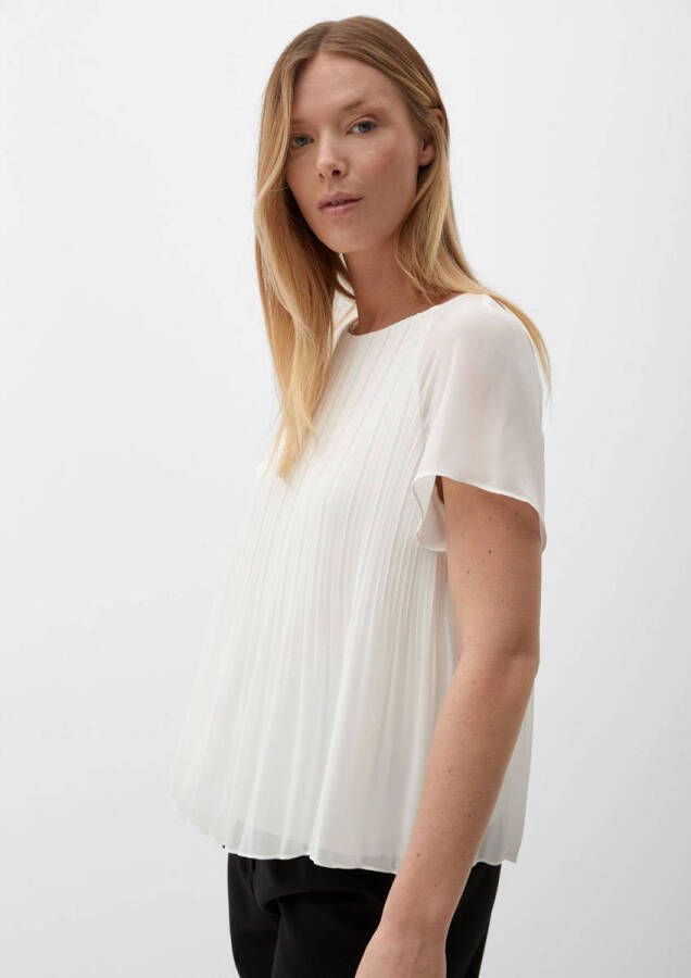 S.Oliver BLACK LABEL semi-transparant blousetop met plooien wit