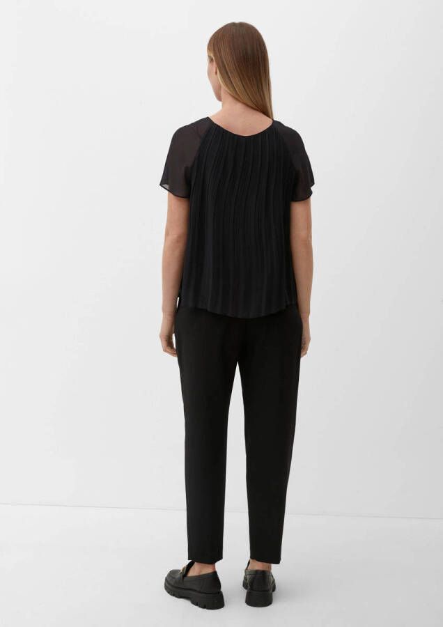 s.Oliver BLACK LABEL semi-transparante blousetop met plooien zwart