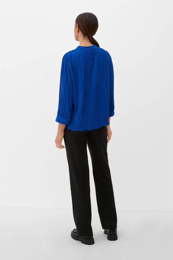 s.Oliver BLACK LABEL blousetop met plisse blauw