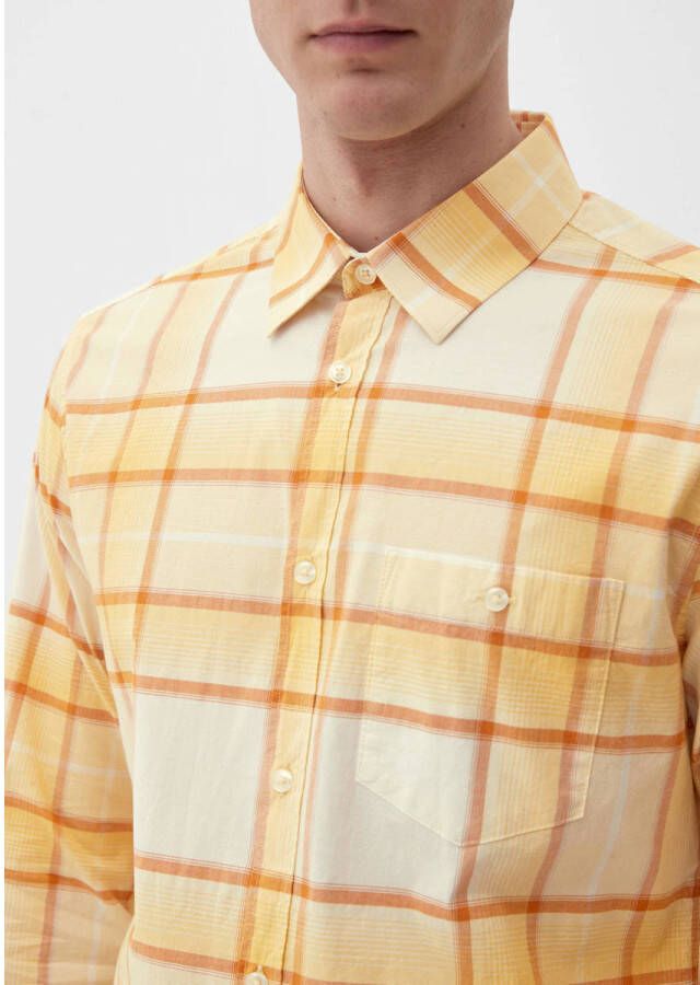 s.Oliver geruit regular fit overhemd geel