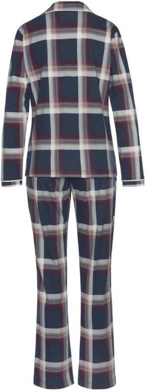 s.Oliver geruite pyjama donkerblauw rood ecru