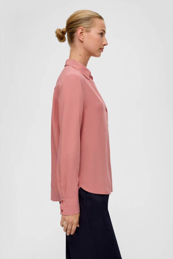 s.Oliver geweven blousetop met plooien roze