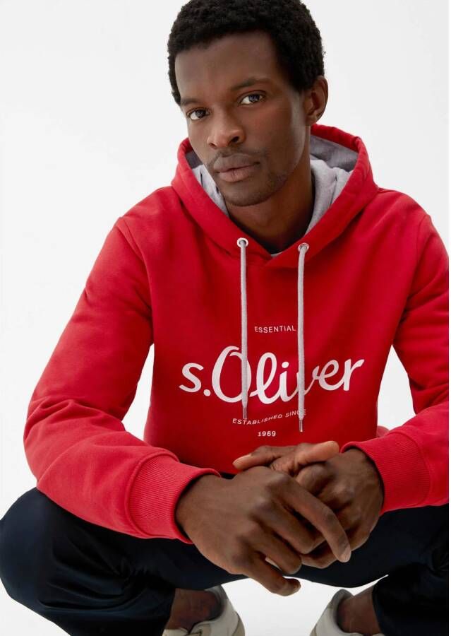s.Oliver hoodie met printopdruk rood