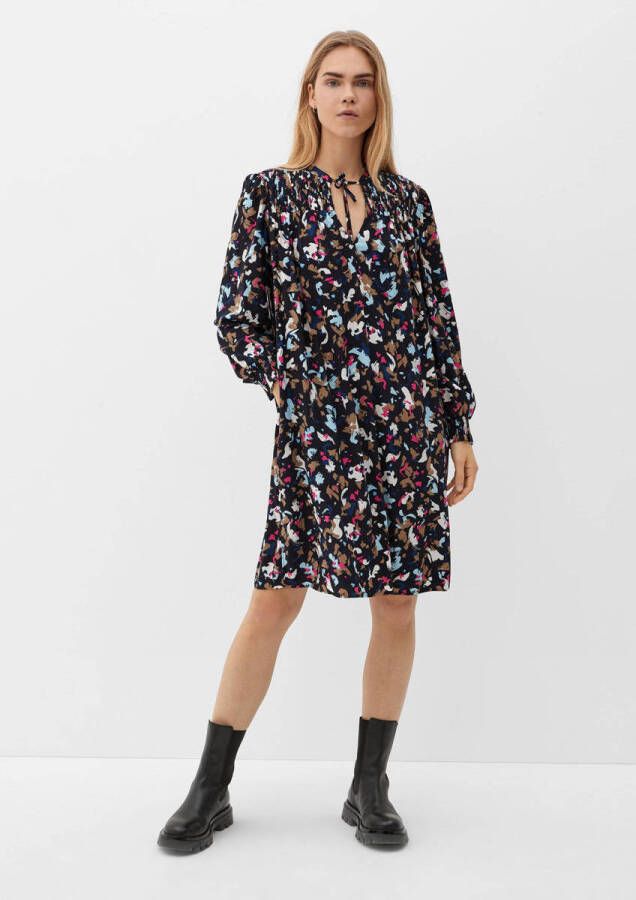 s.Oliver jurk met all over print donkerblauw