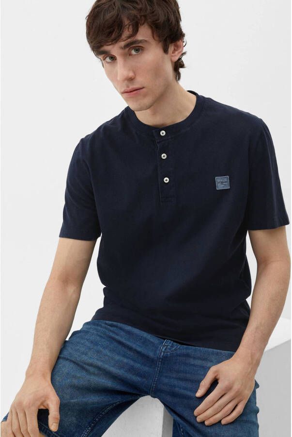 s.Oliver regular fit T-shirt met logo donkerblauw