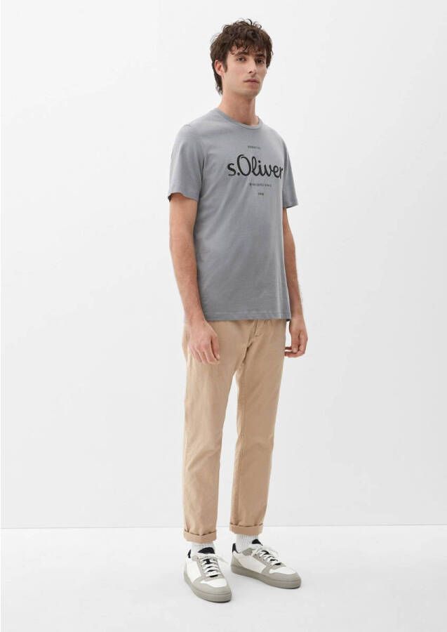 s.Oliver regular fit T-shirt met logo lichtgrijs