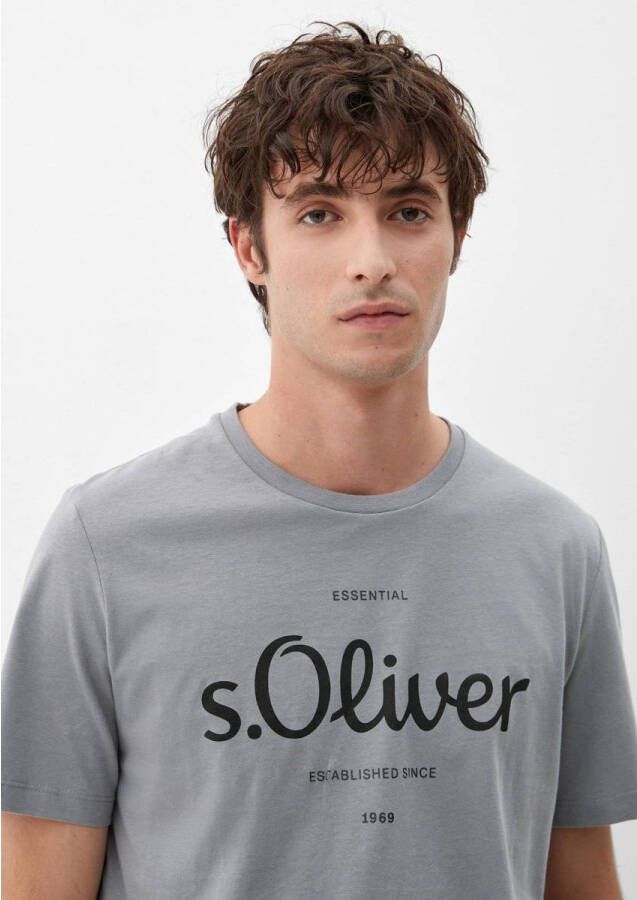 s.Oliver regular fit T-shirt met logo lichtgrijs