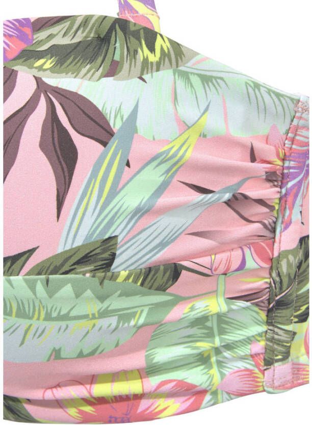 s.Oliver voorgevormde strapless bandeau bikinitop roze groen