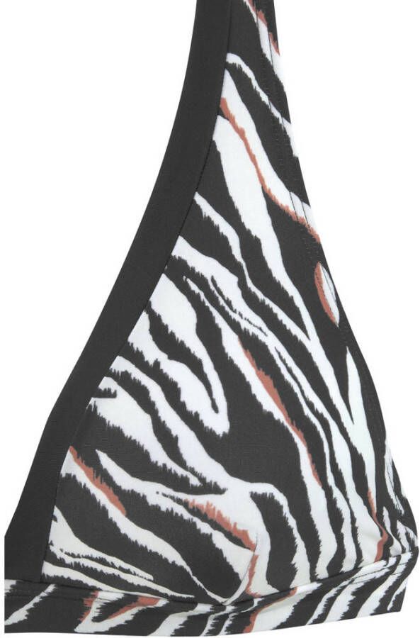 s.Oliver voorgevormde triangel bikinitop met zebraprint zwart wit
