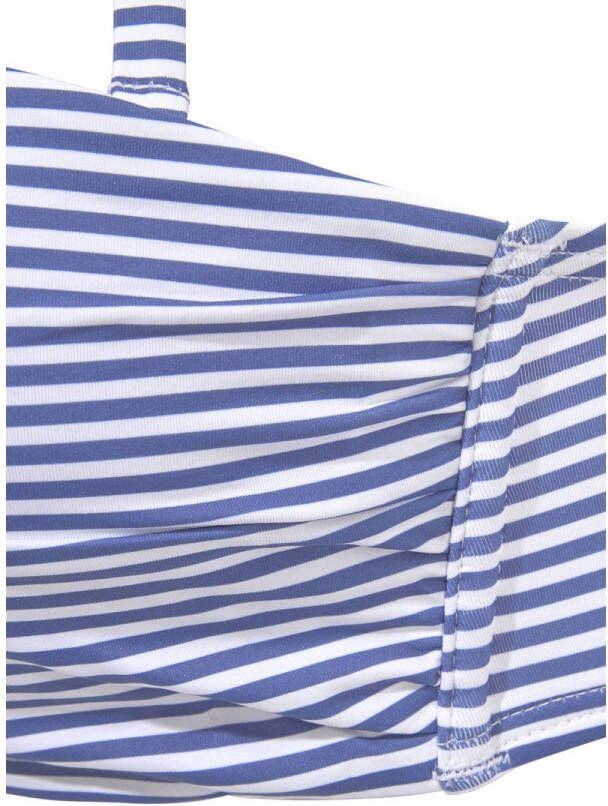 s.Oliver voorgevormde strapless bandeau bikini blauw wit
