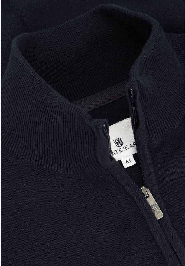 State of Art fijngebreide trui met logo donkerblauw