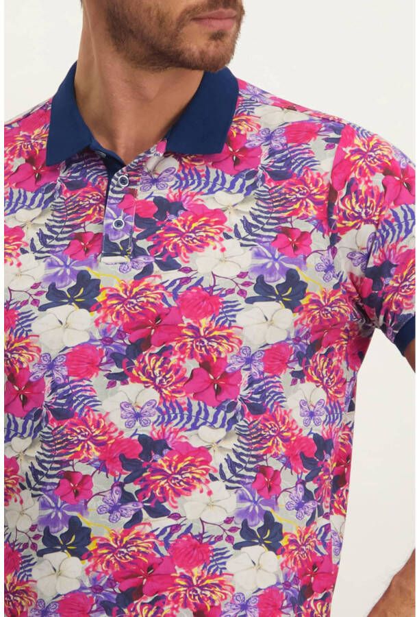 State of Art polo met all over print kobalt magenta