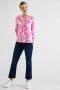 Street One blousetop met linnen en bladprint roze wit - Thumbnail 2