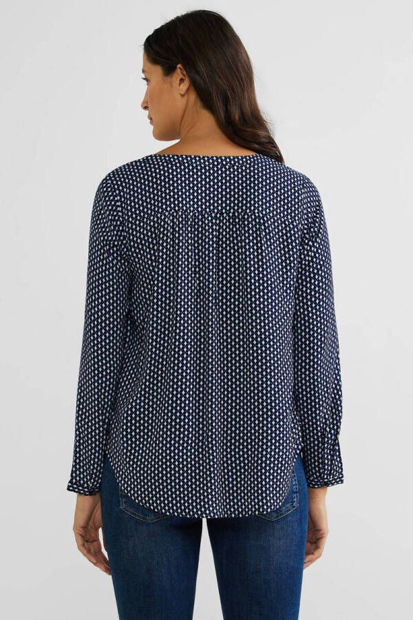Street One top Bamika met all over print donkerblauw wit