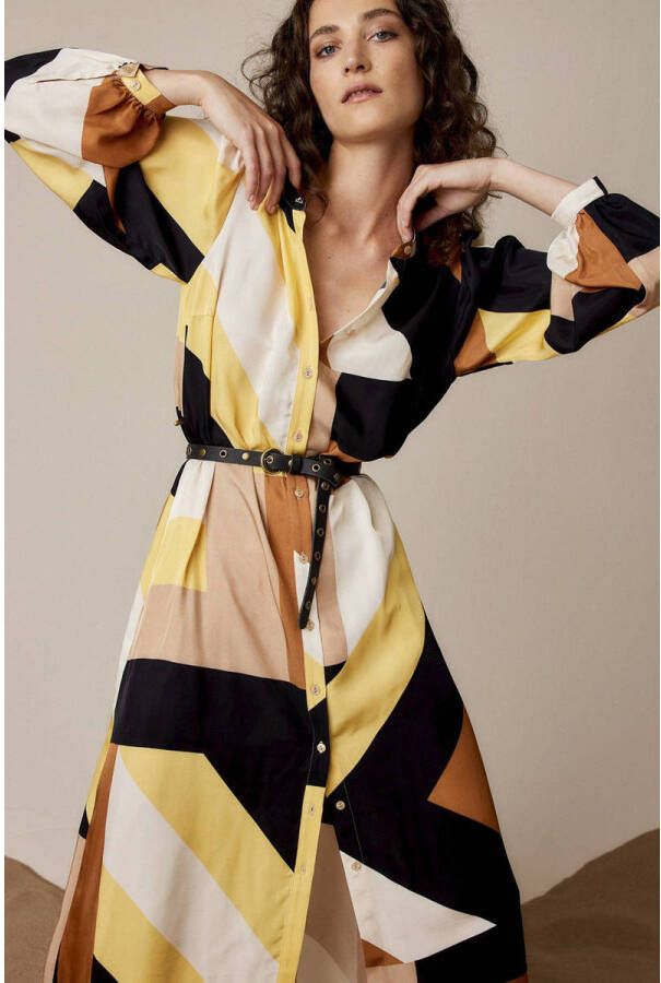 Summum Woman blousejurk met grafische print en ceintuur multi