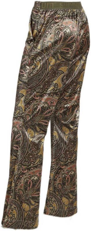 Summum Woman velours wide leg broek met paisleyprint multi