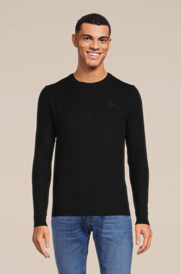 Superdry gebreide trui met wol en logo black